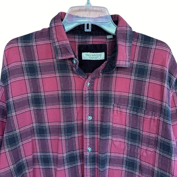 Tallwoods Bruno Milano Red and Black Plaid Flannel Button Down Shirt, Large - Picture 2 of 7
